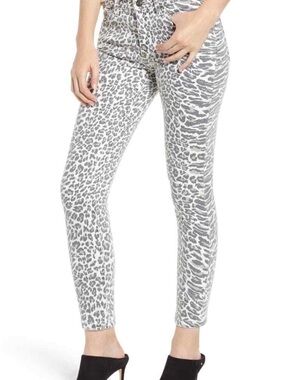 Current Elliott Stiletto Leopard Animal Print Skinny/slim Jeans GrayWhite Size30